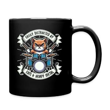 Chat Heavy Metal Musique Dire Humour Drôle - Mug uni - noir - Droite