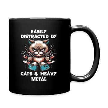 Chat Heavy Metal Musique Dire Humour Drôle - Mug uni - noir - Droite