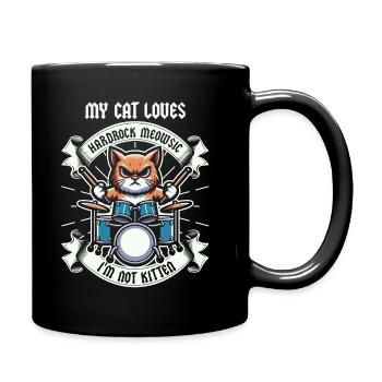 Cat Rock Music Humor Funny Gift Idea - Full Colour Mug - black - Right