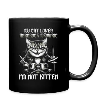 Cat Rock Music Humor Funny Gift Idea - Full Colour Mug - black - Right