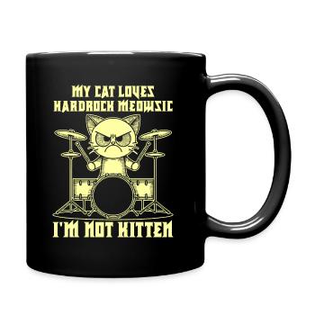 Cat Rock Music Humor Funny Gift Idea - Full Colour Mug - black - Right