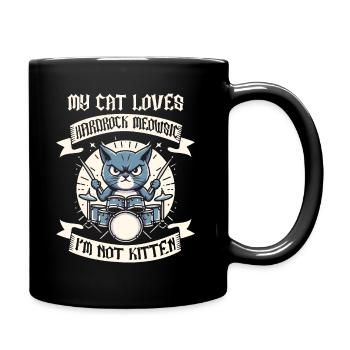 Cat Rock Music Humor Funny Gift Idea - Full Colour Mug - black - Right