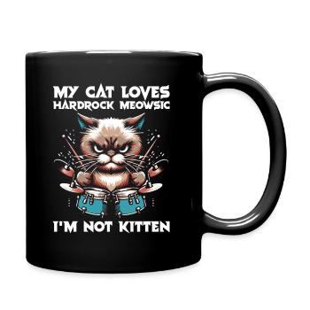 Cat Rock Music Humor Funny Gift Idea - Full Colour Mug - black - Right