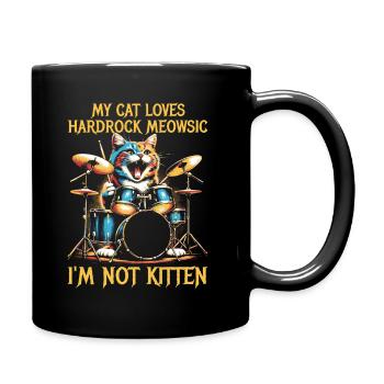 Cat Rock Music Humor Funny Gift Idea - Full Colour Mug - black - Right