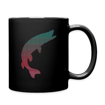 Hecht Angeln verpixelt Hechte Fischen Angler - Tasse einfarbig - Schwarz - Rechts