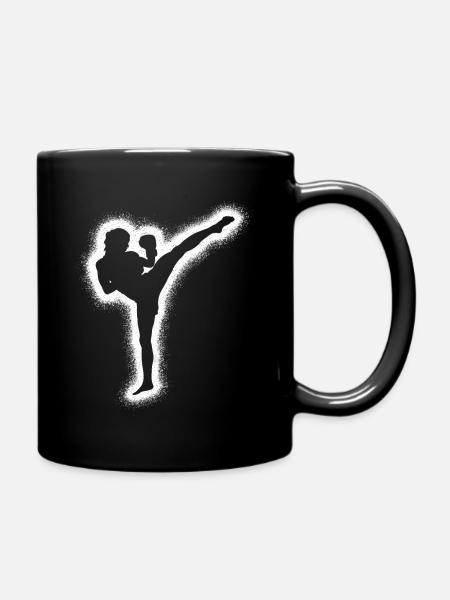 Muay Thai Kickboxer Kampfsport Frauen Kickboxen - Tasse einfarbig - Schwarz