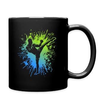 Muay Thai Kampfsport Kinder Jungen Kickboxen - Tasse einfarbig - Schwarz - Rechts