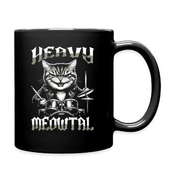 Heavy Metal Katze Musik Humor lustige Geschenkidee - Tasse einfarbig - Schwarz - Rechts