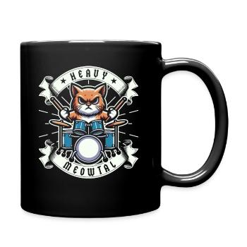 Heavy Metal Katze Musik Humor lustige Geschenkidee - Tasse einfarbig - Schwarz - Rechts