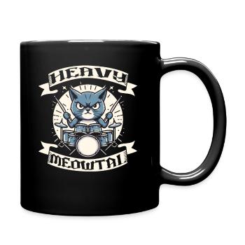 Heavy Metal Katze Musik Humor lustige Geschenkidee - Tasse einfarbig - Schwarz - Rechts