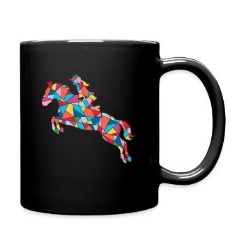 Pferd reiten Reiter Kinder Mädchen Frauen Pferde - Tasse einfarbig - Schwarz - Rechts