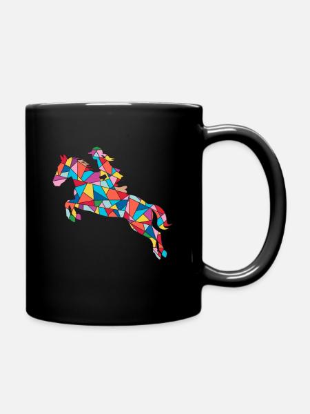 Pferd reiten Reiter Kinder Mädchen Frauen Pferde - Tasse einfarbig - Schwarz