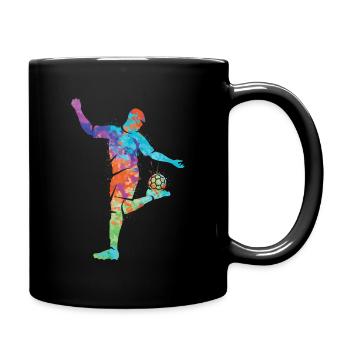 Fußball spielen Kinder Fußballer Jungen Fussball - Tasse einfarbig - Schwarz - Rechts