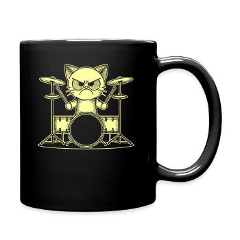 Rock Musik Katze Lustig Humor Geschenkidee - Tasse einfarbig - Schwarz - Rechts