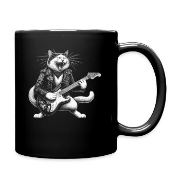 Rock Music Cat Funny Humor Gift Idea - Full Colour Mug - black - Right