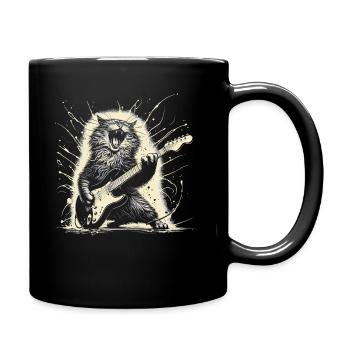 Rock Musik Katze Lustig Humor Geschenkidee - Tasse einfarbig - Schwarz - Rechts