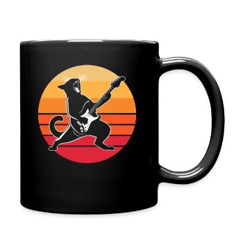 Rock Musik Katze Lustig Humor Geschenkidee - Tasse einfarbig - Schwarz - Rechts