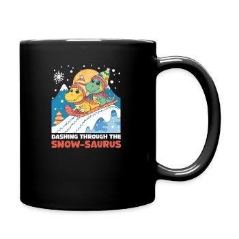 Dinosaur Christmas Dashing Through The Snow-Saurus - Full Colour Mug - black - Right