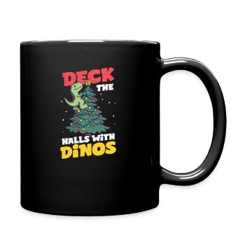 Dinosaur Christmas Deck The Halls With Dinos - Full Colour Mug - black - Right