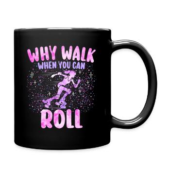 Mädchen Roller Skater Frau Roller - Tasse einfarbig - Schwarz - Rechts