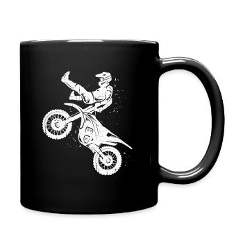 Dirt Biker Motorrad Kinder Jungen Motocross Herren - Tasse einfarbig - Schwarz - Rechts