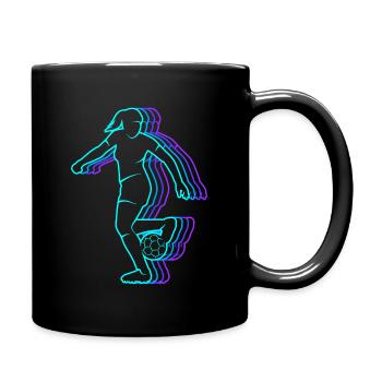Fussball vintage Fußballerin Damen Fussball Kinder - Tasse einfarbig - Schwarz - Rechts