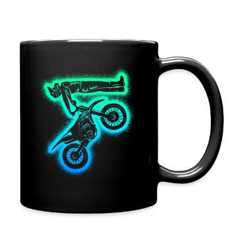 Dirt Biker Motorrad Herren Kinder Motocross - Tasse einfarbig - Schwarz - Rechts