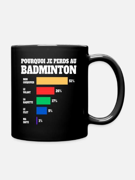 Sport Maillot Humour Joueur Badminton - Mug uni - noir