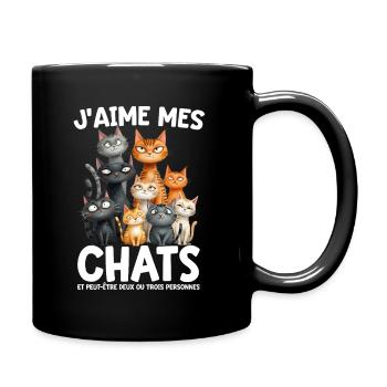 J'aime mes chats Citation Drôle Chat Chaton - Mug uni - noir - Droite