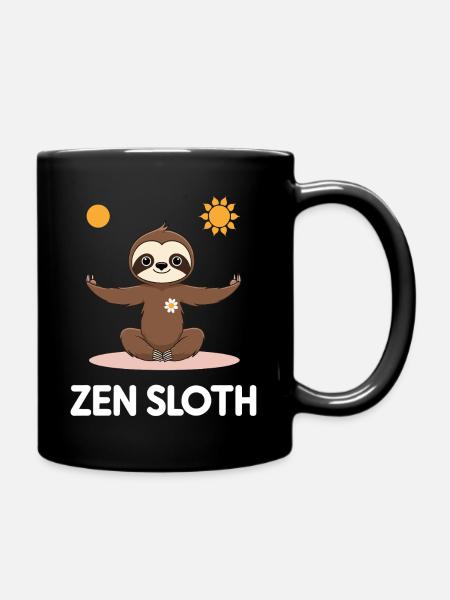 Zen Sloth - Entspanntes Faultierdesign - Tasse einfarbig - Schwarz