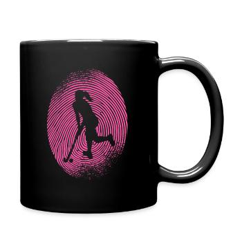 Feldhockey Hockey Fingerabdruck Hockeyspielerin - Tasse einfarbig - Schwarz - Rechts
