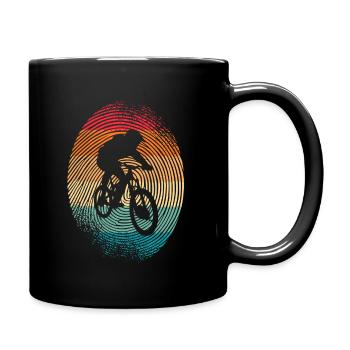 Mountain Bike Fingerprint Downhill Mountain Bike - Full Colour Mug - black - Right