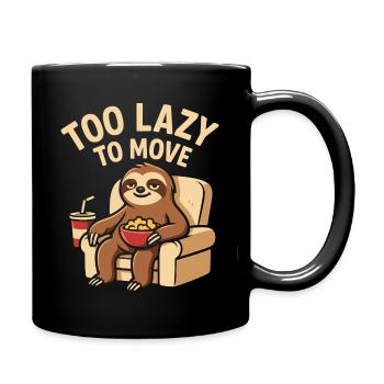 Sloth with popcorn in armchair - Full Colour Mug - black - Right