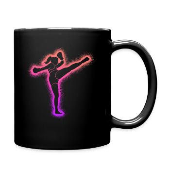 Muay Thai Bunter Kickboxer Kickboxen Mädchen - Tasse einfarbig - Schwarz - Rechts