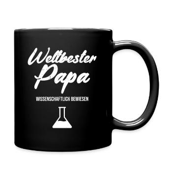Weltbester Papa. Wissenschaftlich bewiesen. - Tasse einfarbig - Schwarz - Rechts