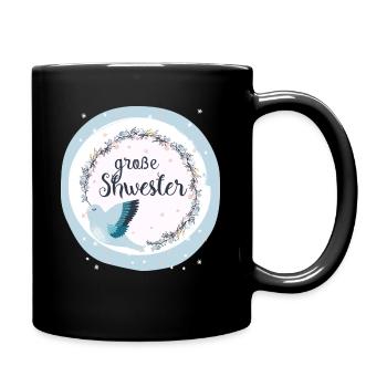 große Schwester Vogel - Tasse einfarbig - Schwarz - Rechts
