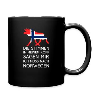 Stimmen im Kopf - Ich muss nach Norwegen - Urlaub - Tasse einfarbig - Schwarz - Rechts