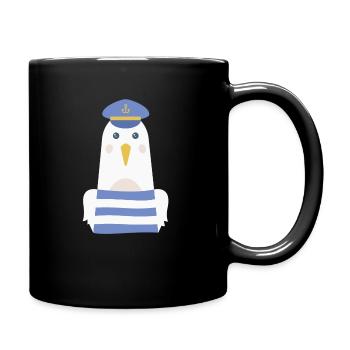 Capitaine de marin mouette pour les amateurs de voiliers et bateaux à moteur - Mug uni - noir - Droite