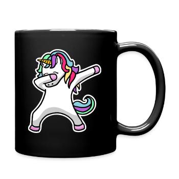 Dabbing unicorn Einhorn Geschenk - Tasse einfarbig - Schwarz - Rechts