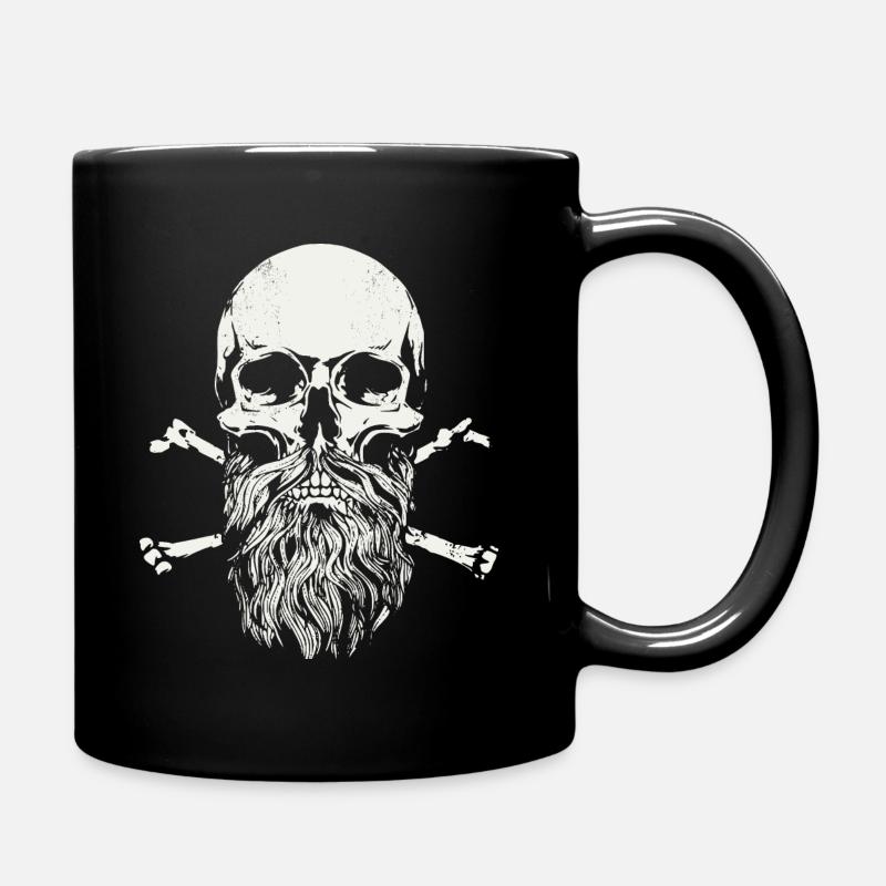 Bärtiger Schädel - Skull - Tasse einfarbig - Schwarz