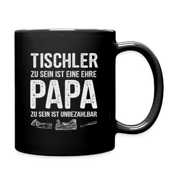Tischler Papa Vater Vatertag Holz - Tasse einfarbig - Schwarz - Rechts