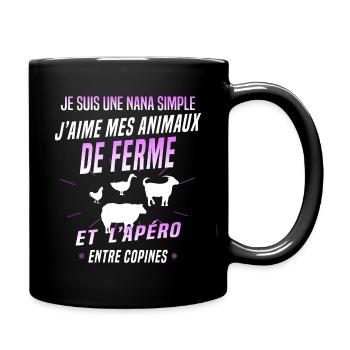 nana agricultrice animaux de ferme copine - Mug uni - noir - Droite