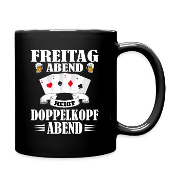 Doppelkopf Schafkopf Stammtisch Kartenspiele Stich - Tasse einfarbig - Schwarz - Rechts