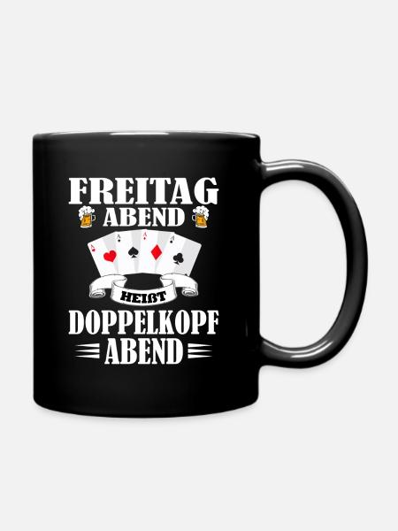 Doppelkopf Schafkopf Stammtisch Kartenspiele Stich - Tasse einfarbig - Schwarz