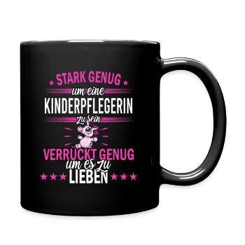 Kinderpflegerin Kinderpflege Kita Beruf Spruch - Tasse einfarbig - Schwarz - Rechts