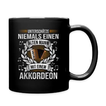 Akkordeon Schifferklavier Zieharmonika Spruch - Tasse einfarbig - Schwarz - Rechts
