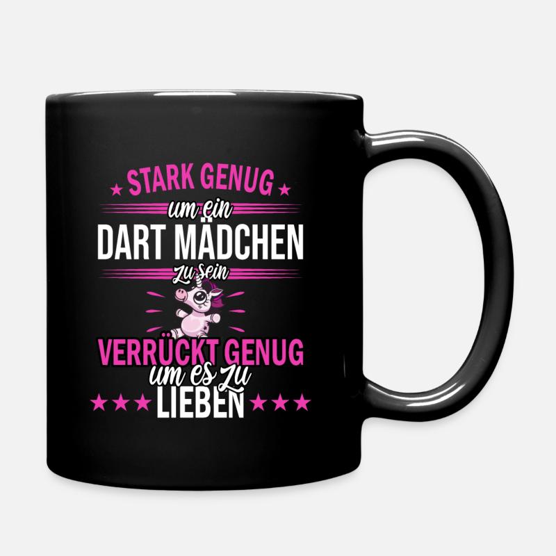 Dart Mädchen | Darts Dartspieler Damen Spruch - Tasse einfarbig - Schwarz
