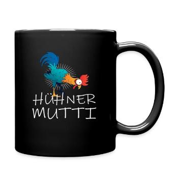 Hühner Mutti Huhn - Tasse einfarbig - Schwarz - Rechts