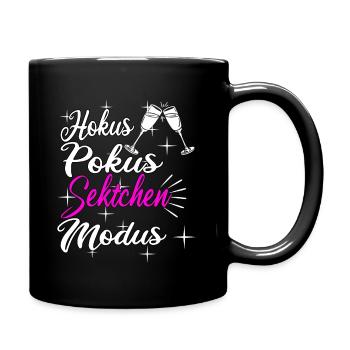 Sekt Spruch - Tasse einfarbig - Schwarz - Rechts