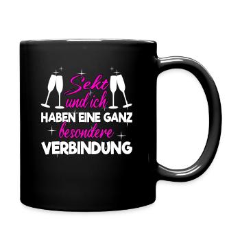 Sekt lustige Sprüche Spruch - Tasse einfarbig - Schwarz - Rechts
